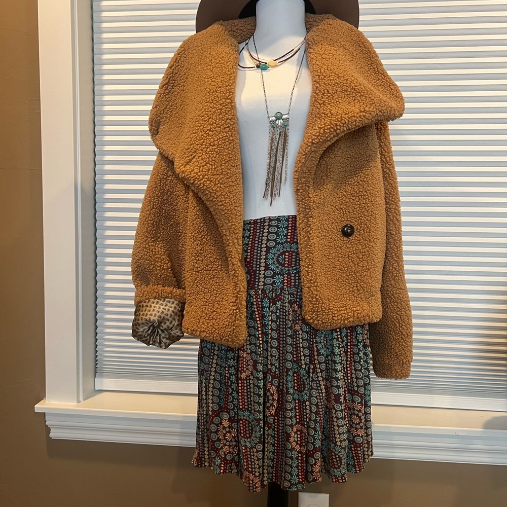 We The Free Tan Teddy Jacket Oversized Plush